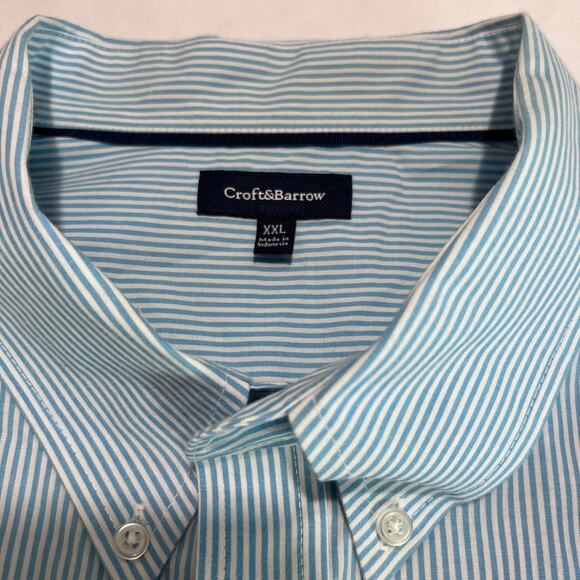 Lot of 2 Croft & Barrow Men’s XXL Blue Pinstripe Button-Down Shirts Easy Care - Picture 3 of 11